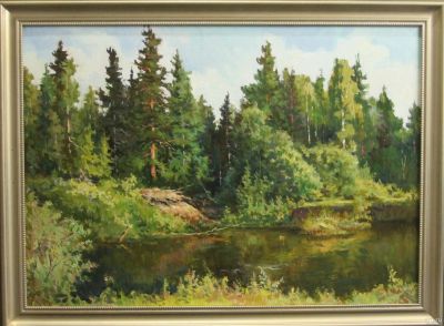 Лот: 18057875. Фото: 1. Картина" Озеро" В.Швецов 50х70... Картины, гравюры