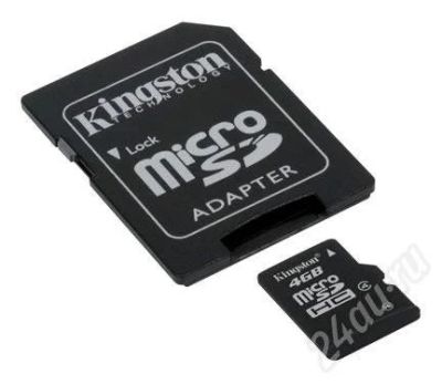 Лот: 541169. Фото: 1. micro - SDHC Kingston 4Gb адаптером... USB-флеш карты