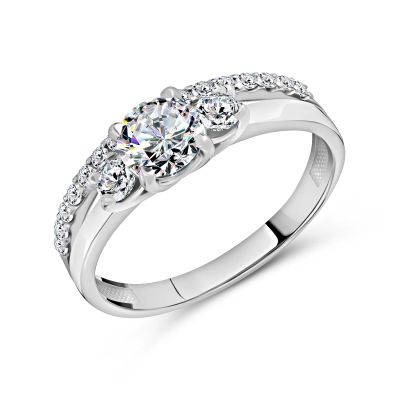 Лот: 23868025. Фото: 1. Серебряное кольцо с фианитами. Кольца, перстни