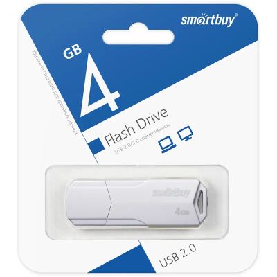 Лот: 19480397. Фото: 1. 4GB накопитель Smartbuy CLUE белый. USB-флеш карты