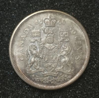 Лот: 22635205. Фото: 1. 50 центов 1966 года. Канада. Серебро... Америка