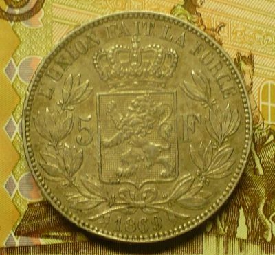 Лот: 18796540. Фото: 1. Бельгия 5 франков 1869 г. Европа