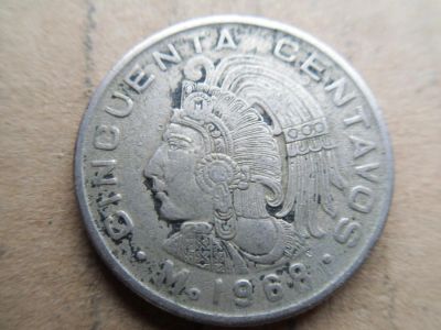 Лот: 6862317. Фото: 1. Мексика 50 сентаво 1968. Америка