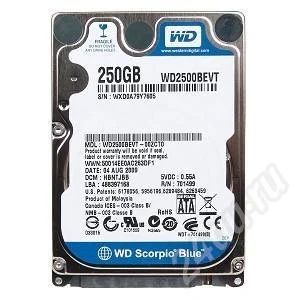 Лот: 401497. Фото: 1. Жесткий диск для ноутбука, 250Gb... Жёсткие диски (HDD)