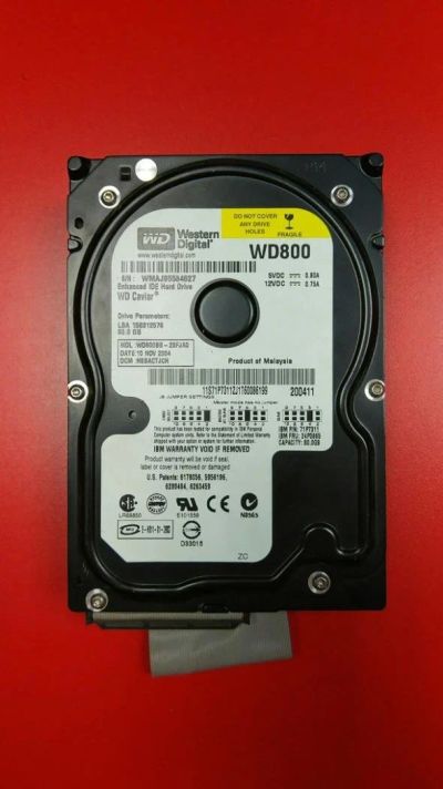 Лот: 10731283. Фото: 1. Жесткий диск 80Gb IDE WD WD800BB-23FJA0... Жёсткие диски (HDD)
