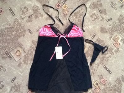 Лот: 3832676. Фото: 1. Пеньюар черно-розовый. Нижнее бельё