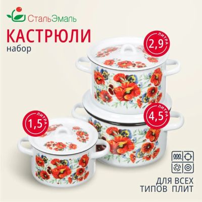 Лот: 24122652. Фото: 1. Набор посуды эмалированная сталь... Сервизы, наборы посуды