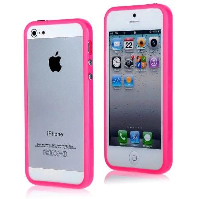 Лот: 4776737. Фото: 1. Бампер iPhone 5/5s розовый . Чехлы, бамперы