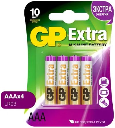 Лот: 24530478. Фото: 1. Батарейки GP Extra Alkaline AAA... Батарейки, аккумуляторы, элементы питания