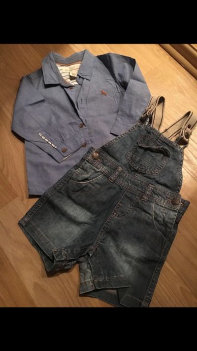 Лот: 13122887. Фото: 1. Рубашка H&M и комбинезон Zara. Костюмы, пиджаки, комбинезоны