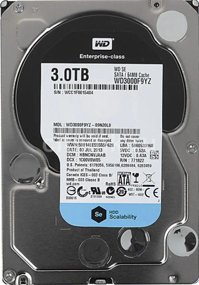 Лот: 8774018. Фото: 1. HDD WD 3.0 Tb SATA3 Black (WD3000F9YZ... Жёсткие диски (HDD)