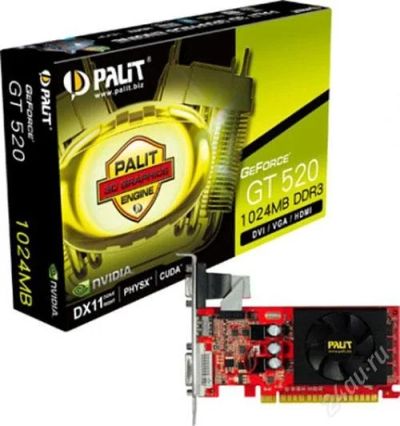 Лот: 1450941. Фото: 1. Видеокарта Palit GeForce GT 520... Видеокарты