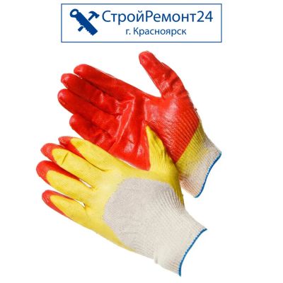 Лот: 25130316. Фото: 1. Перчатки Садовод х/б двойной облив... Защитные очки, каски, перчатки