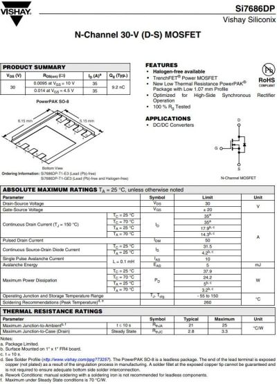 Лот: 12477423. Фото: 1. транзистор FET SI7686DP, 30V... Микросхемы