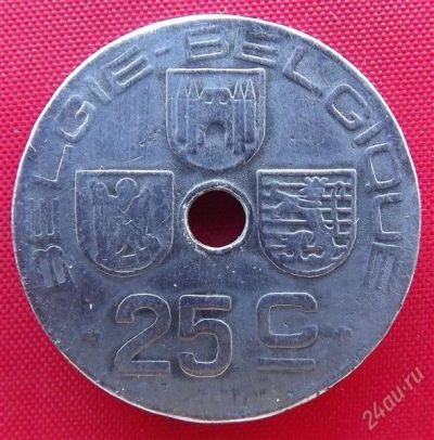 Лот: 2576713. Фото: 1. (№2125/LS) 25 сантимов 1945 (Бельгия... Европа