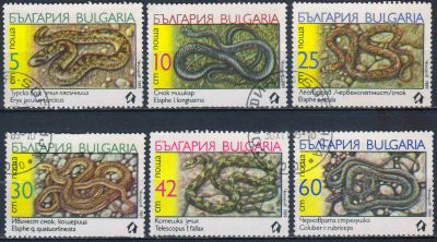 Лот: 25515624. Фото: 1. 1989. Болгария. Змеи. Полная серия... Марки