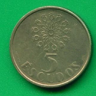 Лот: 9574133. Фото: 1. Португалия 5 эскудо 1990 (318). Европа