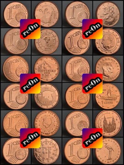 Лот: 4676502. Фото: 1. Европа набор монет 1 цент 12 шт... Европа