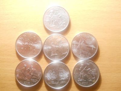 Лот: 5053982. Фото: 1. 25 центов США (квотеры). 14 монет... Америка