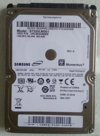 Лот: 13359385. Фото: 1. 320Gb жесткий диск для ноутбука... Жёсткие диски (HDD)
