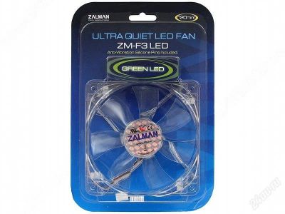 Лот: 847887. Фото: 1. Zalman Case Fan <ZM-F3GL> (зеленая... Системы охлаждения