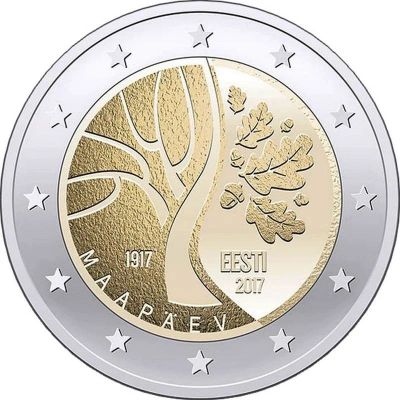 Лот: 15572346. Фото: 1. 2 евро 2017 Эстония Независимость... Европа