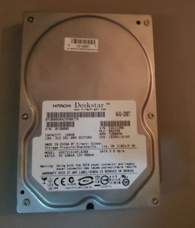 Лот: 13276550. Фото: 1. Винчестер Hitachi 160Gb. Жёсткие диски (HDD)