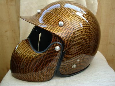 Лот: 9731218. Фото: 1. Байкерский шлем с накладкой, бронза... Аксессуары