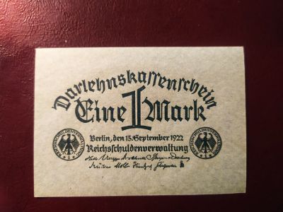 Лот: 19335237. Фото: 1. Германия 1 марка 1922 ссудный... Германия и Австрия