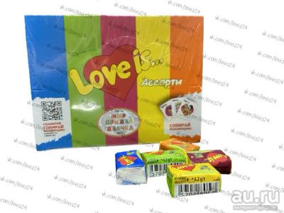 Лот: 18559446. Фото: 1. Жевательная резинка Love is Ассорти... Жевательная резинка