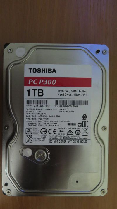 Лот: 25359455. Фото: 1. Жесткий диск Toshiba PC P300 1TB. Жёсткие диски (HDD)