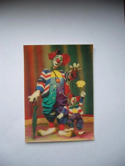 Лот: 3178843. Фото: 1. Открытка "Клоун" (стерео), 1987... Открытки, конверты