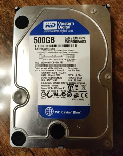 Лот: 19973690. Фото: 1. HDD Western Digital WD5000AAKS-00A7B2. Жёсткие диски (HDD)