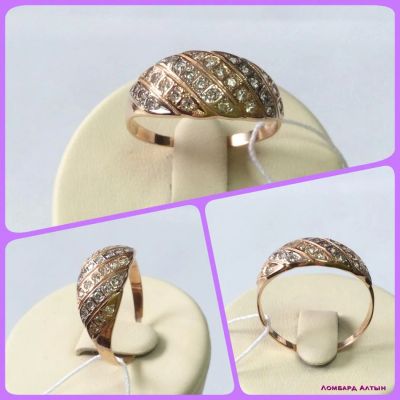 Лот: 5613459. Фото: 1. Золотое кольцо 585 пробы с камнями... Кольца, перстни