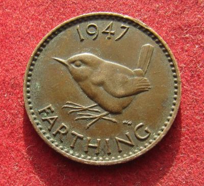 Лот: 21066513. Фото: 1. Великобритания 1 фартинг, 1947г... Великобритания и острова
