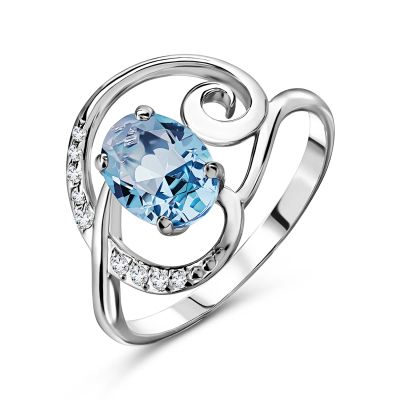 Лот: 23852757. Фото: 1. Серебряное кольцо с топазом и... Кольца, перстни