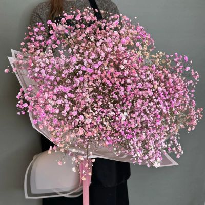 Лот: 21134837. Фото: 1. Букет розовые гипсофилы. Свежие цветы