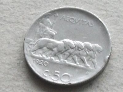 Лот: 13537594. Фото: 1. Монета 50 чентезим Италия 1920... Европа