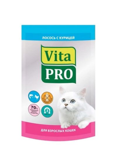 Лот: 5109830. Фото: 1. Паучи VitaPRO для кошек, с лососем... Корма