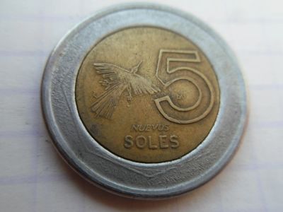 Лот: 9894011. Фото: 1. Перу 5 новых солей 1994. Америка