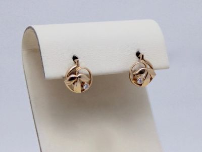 Лот: 12255348. Фото: 1. ЗОЛОТЫЕ СЕРЬГИ СО ВСТАВКАМИ 3... Серьги, каффы
