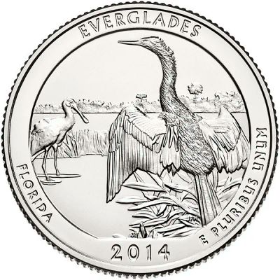 Лот: 5184396. Фото: 1. США 25 центов 2014 года. 25 монета... Америка