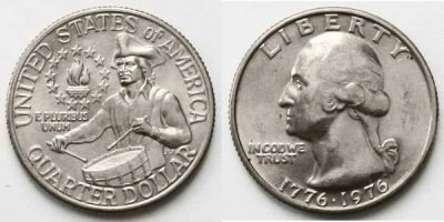 Лот: 3055326. Фото: 1. США. 25 центов 1976 Барабанщик. Америка