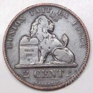 Лот: 889714. Фото: 1. Бельгия. 2 цент 1874г. Европа