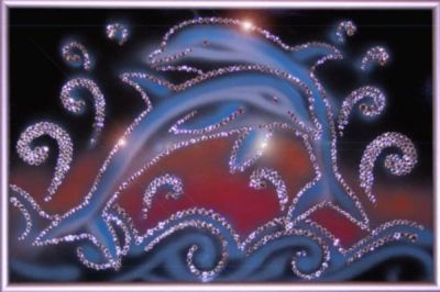 Лот: 21290915. Фото: 1. Картина Дельфины с кристаллами... Другое (сувениры, подарки)