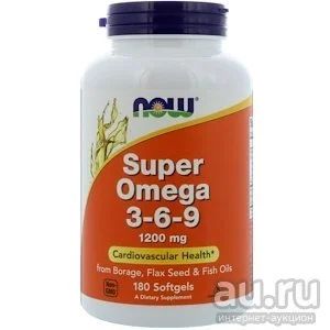 Лот: 13637790. Фото: 1. Super Omega 3-6-9, 1200мг, 180кап... Спортивное питание, витамины