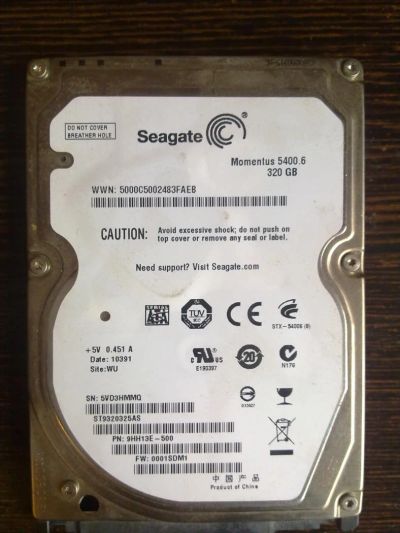 Лот: 4195431. Фото: 1. Seagate st9320325as 320Gb для... Жёсткие диски (HDD)