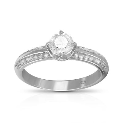 Лот: 23854178. Фото: 1. Кольцо из серебра с фианитом SWAROVSKI... Кольца, перстни