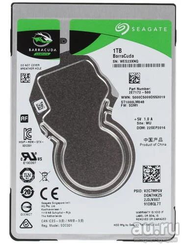 Лот: 17395112. Фото: 1. 1 ТБ Жесткий диск Seagate BarraCuda... Жёсткие диски (HDD)