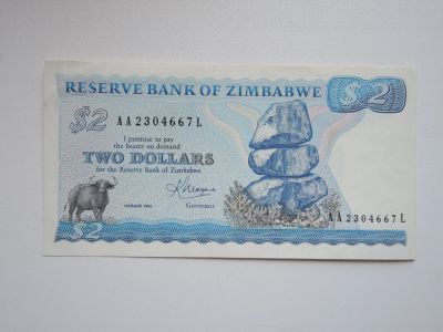 Лот: 18843496. Фото: 1. бона / банкнота Зимбабве 2 доллара... Африка